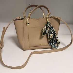 Steve Madden Beige Crossbody Bag with Floral Scarf